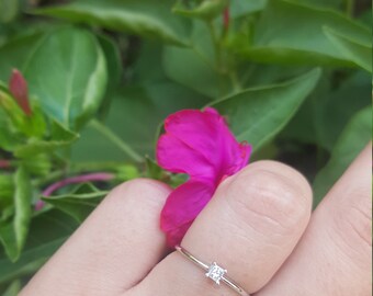 Natural Princess Diamond Solitaire Engagement Ring