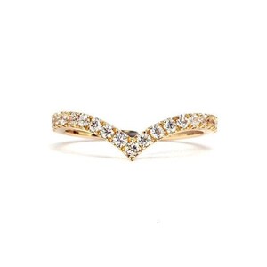 V Shaped Ring Wishbone Diamond Wedding Band Chevron Genuine Diamond Ring Wave Curved Diamond Ring Handmade Wedding Jewelry image 2