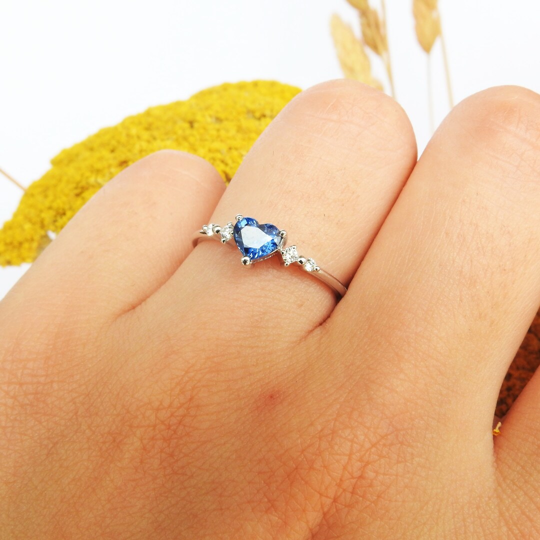 Promise Ring for Her Natural Heart Sapphire Engagement Ring Etsy