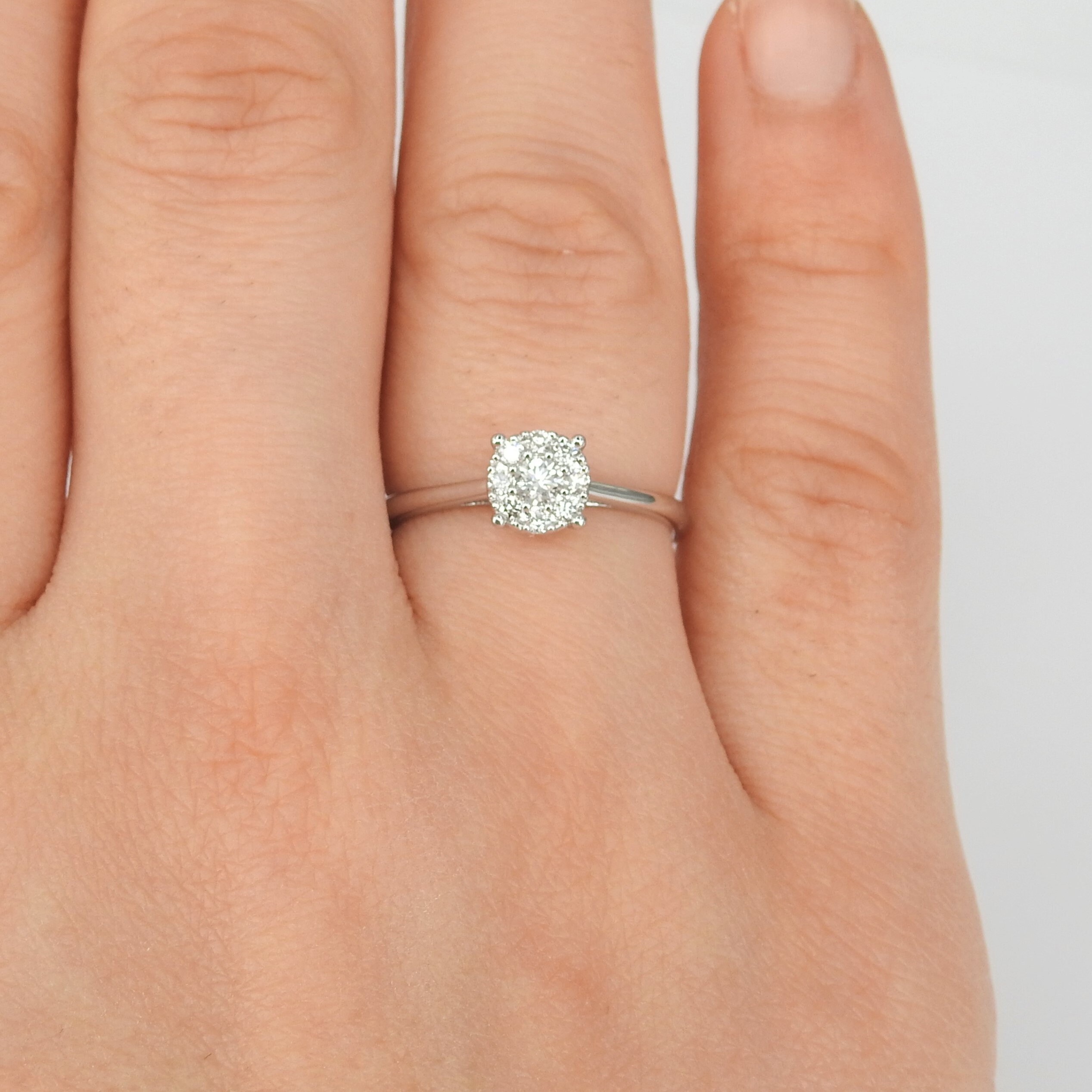 Halo Diamond Engagement Ring - Art Deco Diamond Ring - April Birthstone ...