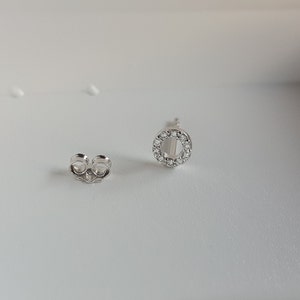 Initial Letter Diamond Earrings Dainty Diamond Earrings Delicate Genuine Diamond Earrings Small Solitaire Earrings Small Bridal Set image 8