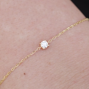 Dainty Floating Diamond Bracelet – Genuine Solitaire Diamond Bracelet – Minimal Diamond Wedding Bracelet Set – Handmade Jewelry