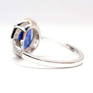 Large Genuine Oval Sapphire and Diamond Halo Engagement Ring image 5