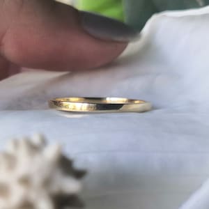 Flat Top Solid 18k Gold Ring – Simple Promise Rings for Couples – Dainty Pinky Ring for Men – Thin Wedding Bands Sets His & Hers