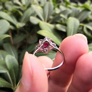 Nature Inspired Genuine Ruby and Diamond Flower Engagement Ring image 4