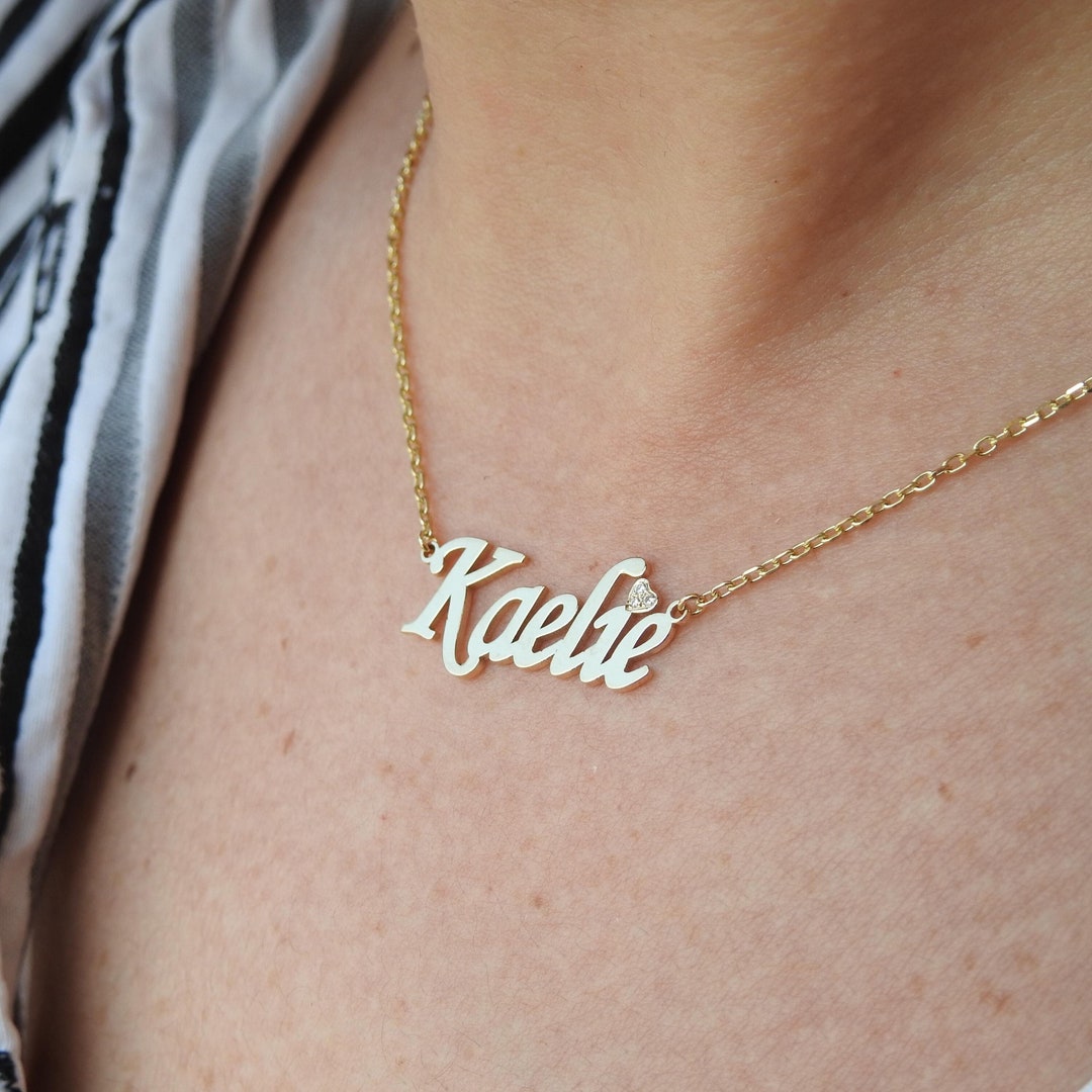 Personalized Diamond Name Necklace – Solid 18k Gold Custom Name Jewelry ...