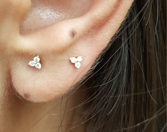 Diamond Stud Earrings " Tiny Trio"