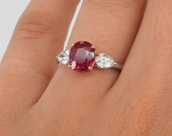 Ruby Engagement Ring - Unheated Mozambique