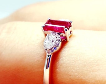 Natural Ruby Engagement Ring "Flying Love"