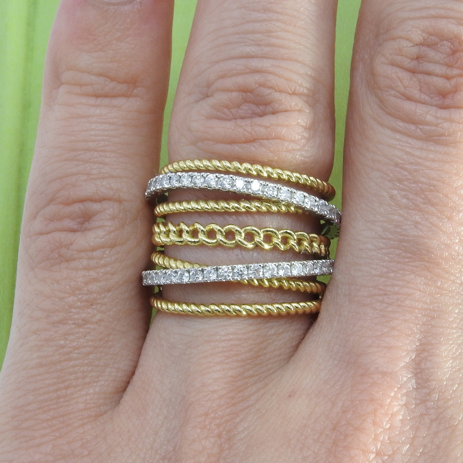 Unique Interlocking Diamond Wedding Ring Set – Double Diamond and Multi ...