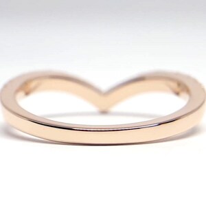 V Shaped Ring Wishbone Diamond Wedding Band Chevron Genuine Diamond Ring Wave Curved Diamond Ring Handmade Wedding Jewelry image 8