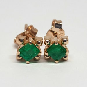 Natural Emerald Earrings Vintage Princess image 2