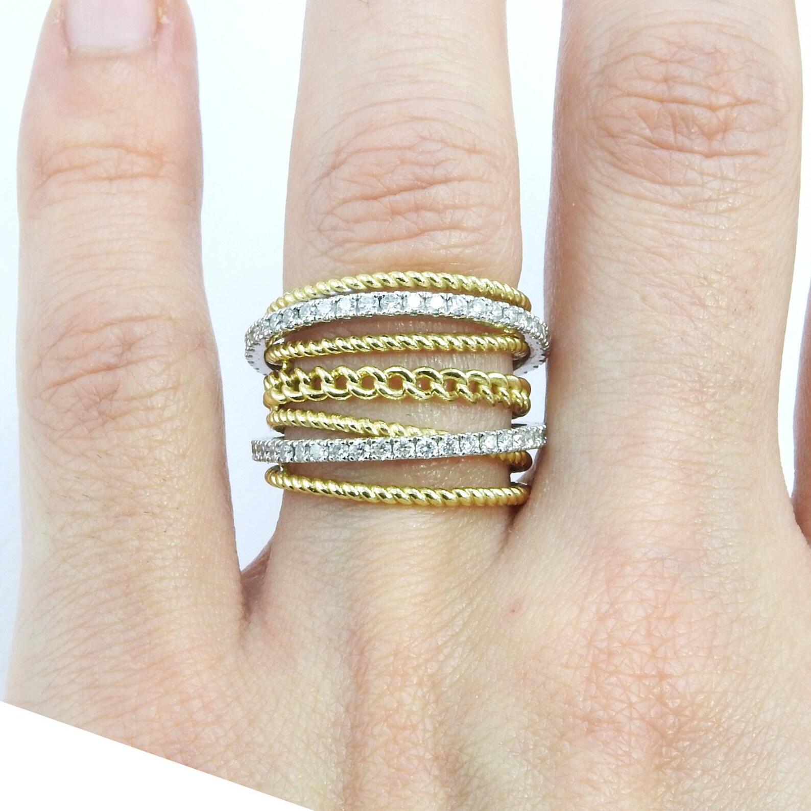 Unique Interlocking Diamond Wedding Ring Set – Double Diamond and Multi ...