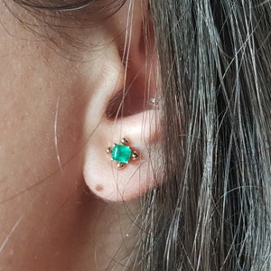 Natural Emerald Earrings Vintage Princess image 3