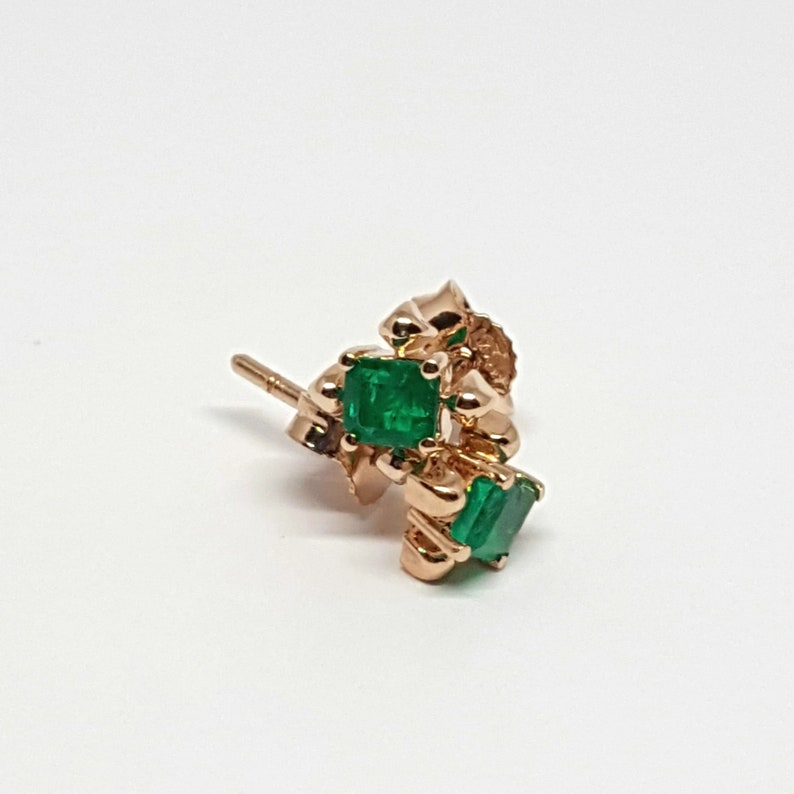 Natural Emerald Earrings Vintage Princess image 6