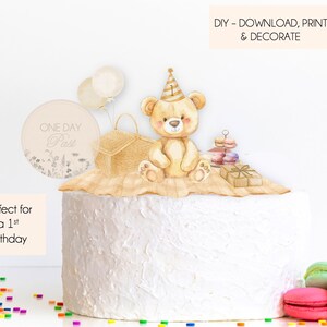 Teddy Bear Cake Topper EDITABLE teddy cake decoration kids birthday cake personalised teddy bear first birthday decoration children cake