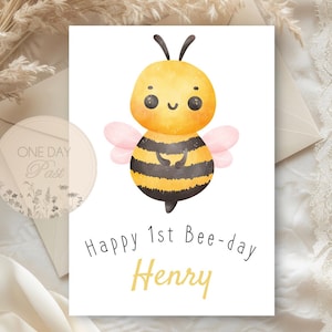 Bee 1st Geburtstagskarte EDITIERBARE sofortiger Download Tiere Jungen unisex niedlich
