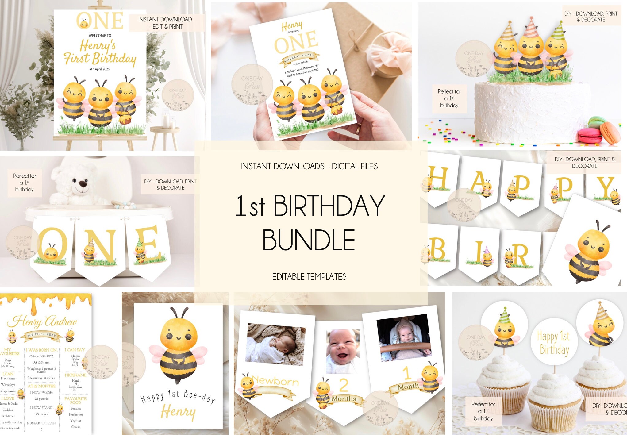 Bee-themed 1st Birthday High Chair Banner With Smash Zambia