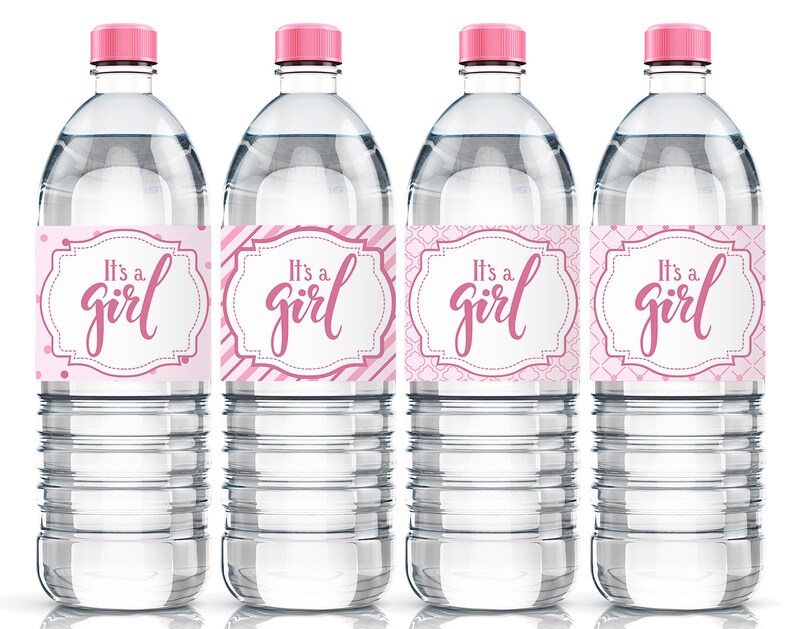 Printable Drink Labels Girl Girl Baby Shower Personalized Downloadable Bottle Labels Baby shower favors Baby shower labels