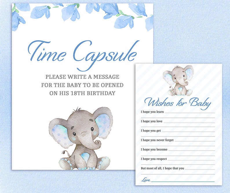 Time Capsule Sign Elephant Boy Time Capsule Printable Instant Download Baby Shower Activity PDF Baby Time Capsule