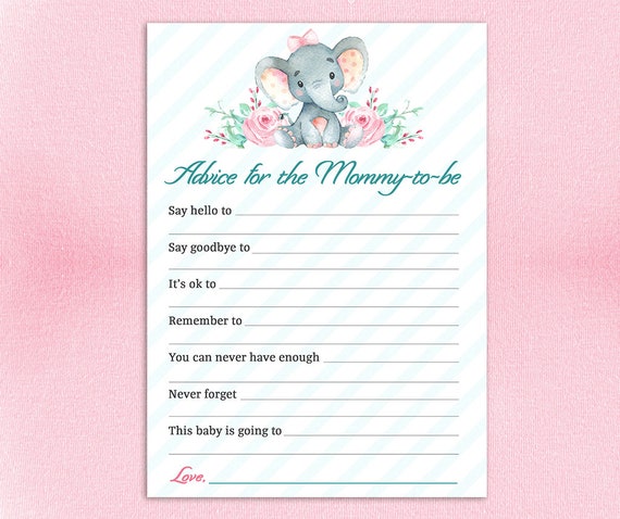 Instant ADVICE for the Mommy to Be Printable Baby Shower Advice Card Baby Girl Shower Activity Instant Download