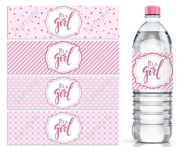 Printable Drink Labels Girl Girl Baby Shower Personalized Downloadable Bottle Labels Baby shower favors Baby shower labels