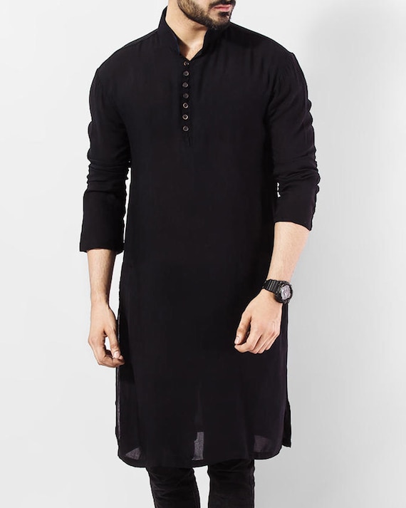 Black Kurta Pajama Men's Kurta Pajama Punjabi Cotton Kurta Etsy