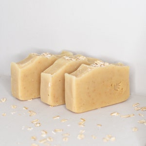 Savon au lait d&#39;avoine et miel, fait à la main, non parfumé, artisanal