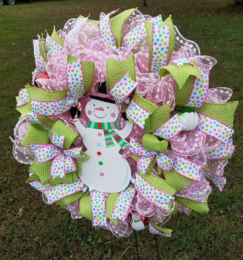 Christmas Wreath Snowman Wreath Winter Decor MTN Wreaths By Brenda Snowman Decor Kids Decor Seasonal Wreath Holiday Decor Front Door Decor