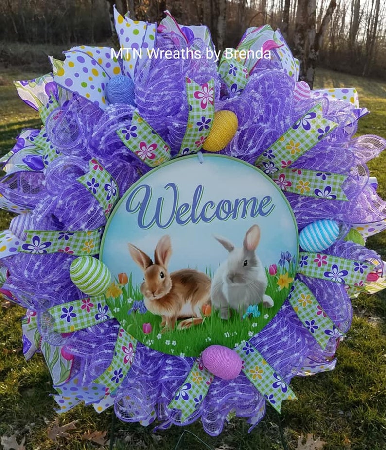Pastel Easter Wreath Spring Welcome Decor Front Porch Etsy
