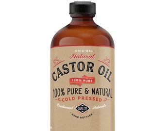 Natural Castor Oil 100% Pure Cold Pressed Hexane Free. Holistic, Eyelash, Eyebrow, Dry Skin, Hand, Topical, Scalp, Hair Growth