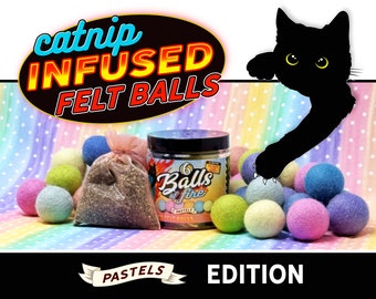 Catnip Infused Felt Balls for Cats Pet Toy - PASTELS EDITION