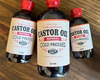 Cold Pressed Castor Oil: 100% Pure, Hand Bottled, For Skin Hair & Eyelash