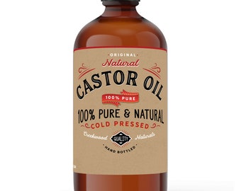 Natural Castor Oil 100% Pure Cold Pressed Hexane Free. Holistic, Eyelash, Eyebrow, Dry Skin, Hand, Topical, Scalp, Hair Growth