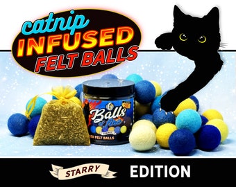 Catnip Infused Felt Balls for Cats Pet Toy - STARRY EDITION