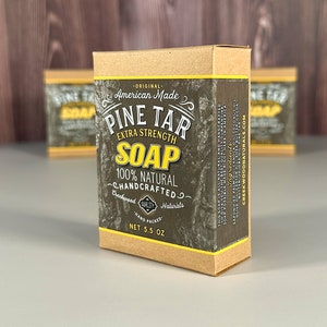 Pine Tar Extra Strength Soap Bar with Free Pouch! - 100% Natural Handcrafted Soap Cleaner