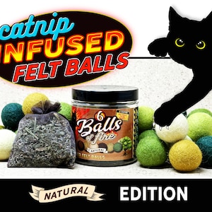 Catnip Infused Felt Balls for Cats Pet Toy - NATURALS EDITION