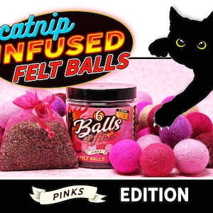 Catnip Infused Felt Balls for Cats Pet Toy - PINKS EDITION