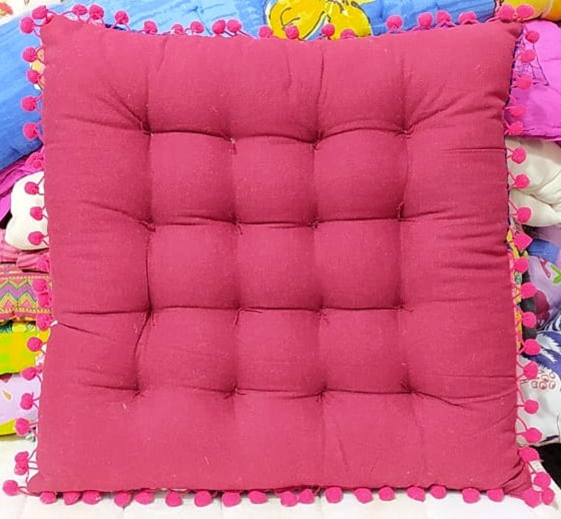 Velvet Patchwork Chair Cushion Tufted Seat Pads Wicker Kitchen Etsy