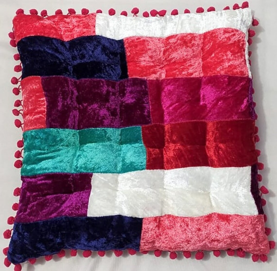 Velvet Patchwork Chair Cushion Tufted Seat Pads Wicker Kitchen Etsy