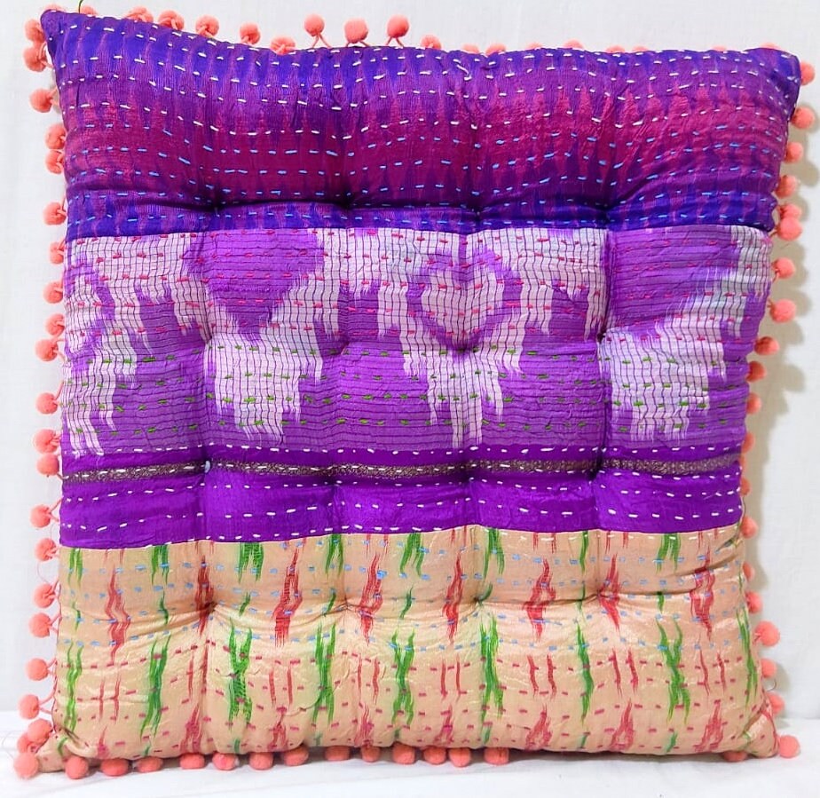 Bench Cushion Chair Pad Outdoor Cushions Hand Kantha Quilted Chair Cushion Square Seat Pads Stool cushion Chair Cushions Tufted Pad