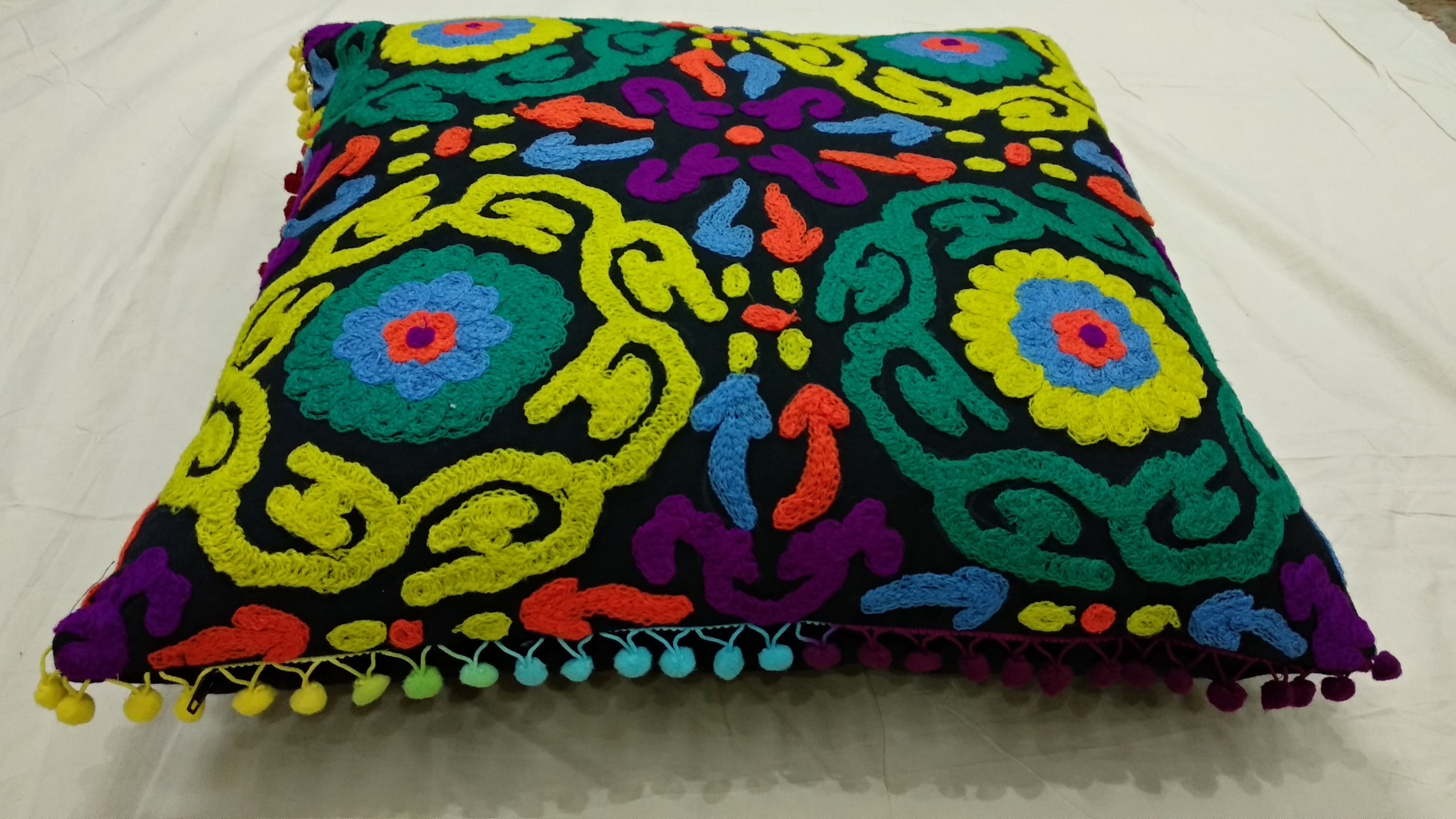 Embroidery Cushion Cover 50x50cm With Beautiful Color Etsy