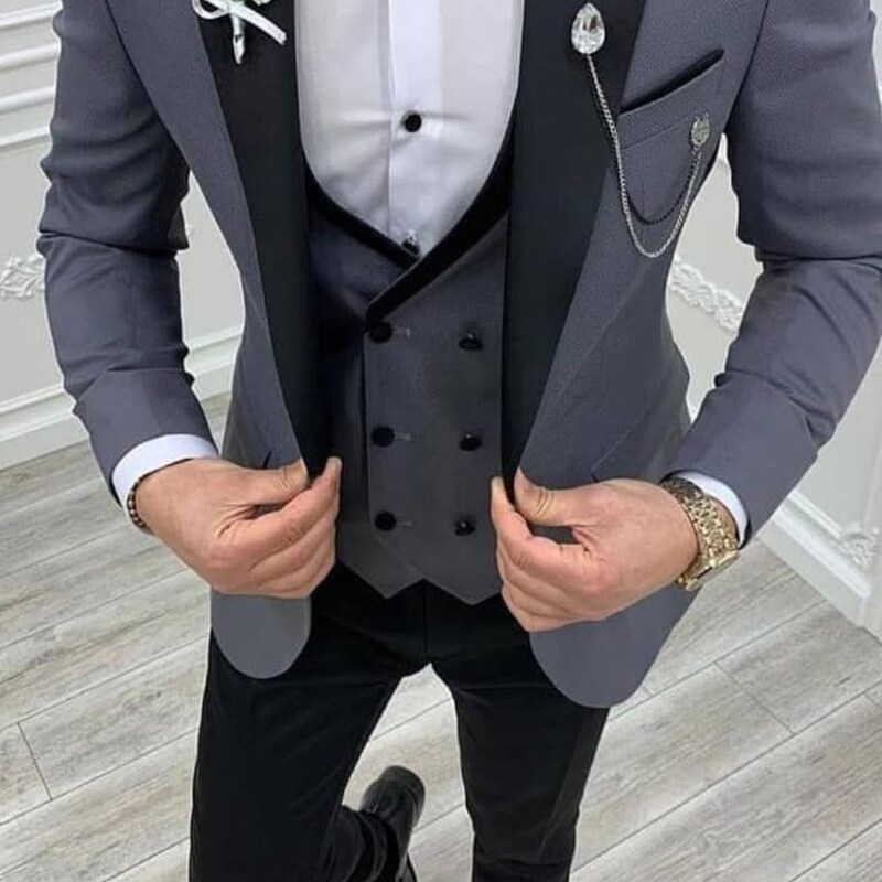 Black and Grey Suit Etsy