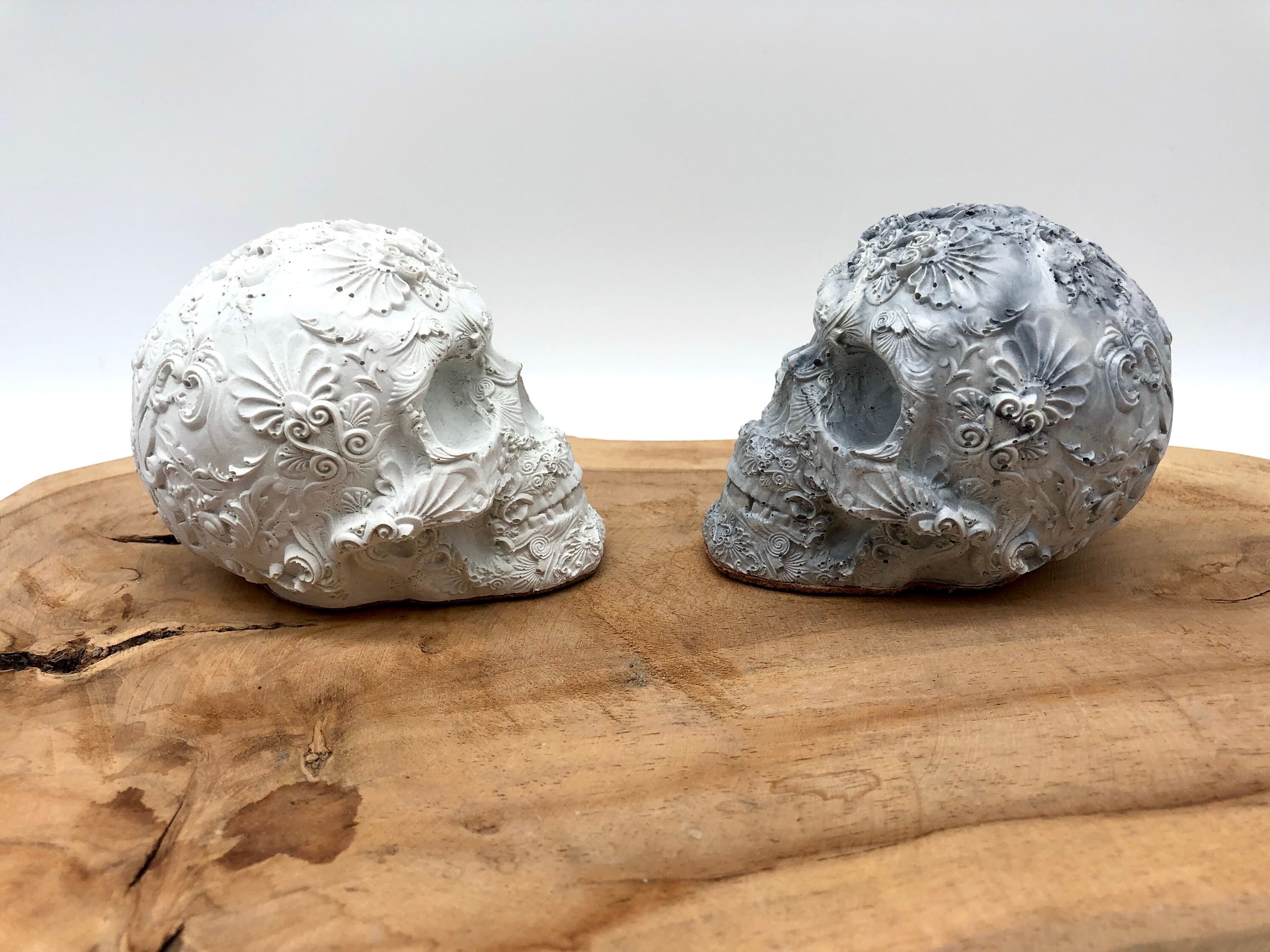 Crâne à Motif, en Béton Artisanal Marbré Betonskull