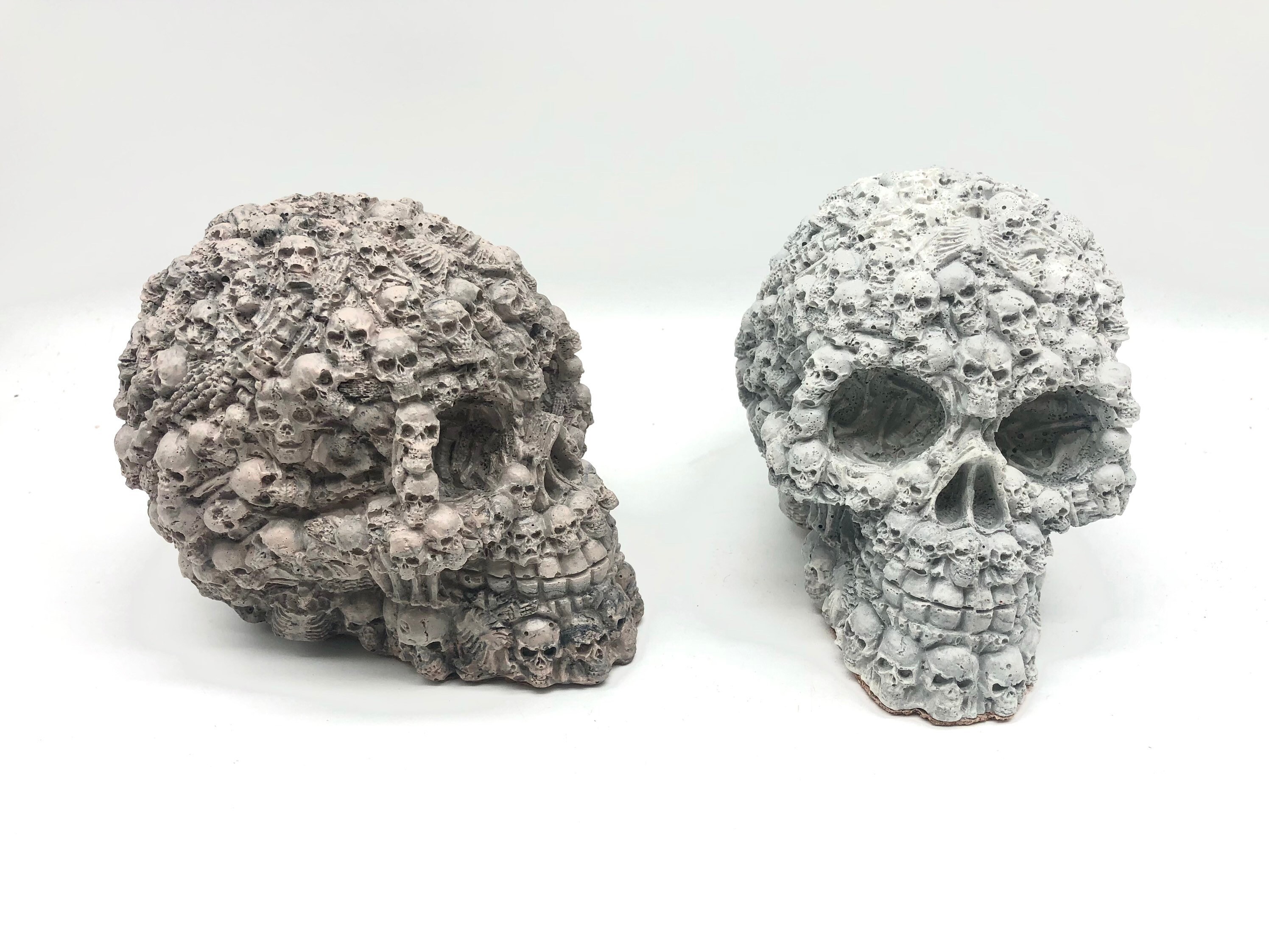Crâne Multi Têtes, en Béton Artisanal, Gros Format | 2Kg