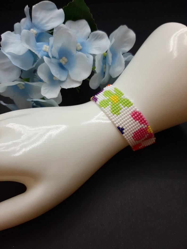 Hand Woven Seed Bead Bracelet Loom Beaded Bracelet Etsy España