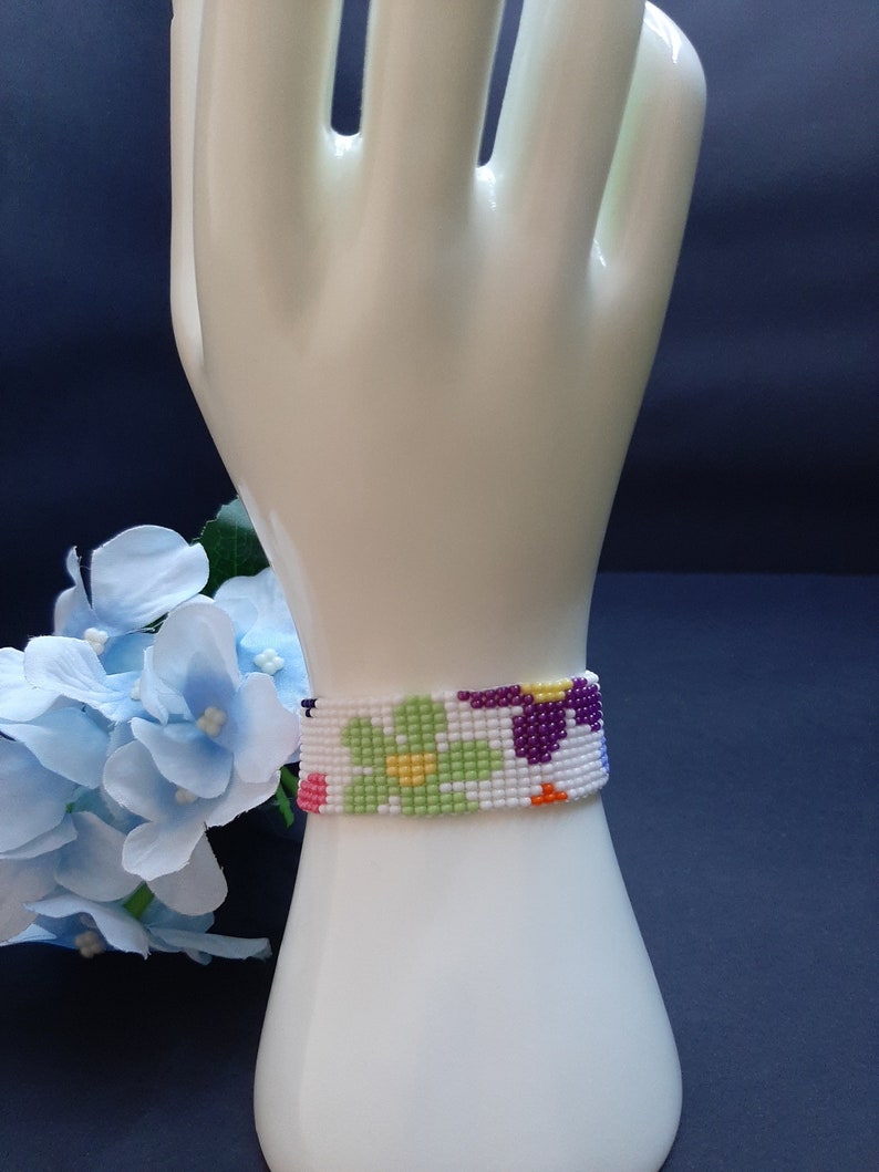 Hand Woven Seed Bead Bracelet Loom Beaded Bracelet Etsy España