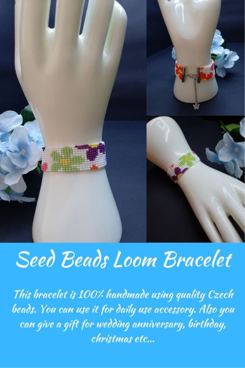 Hand Woven Seed Bead Bracelet Loom Beaded Bracelet Etsy España