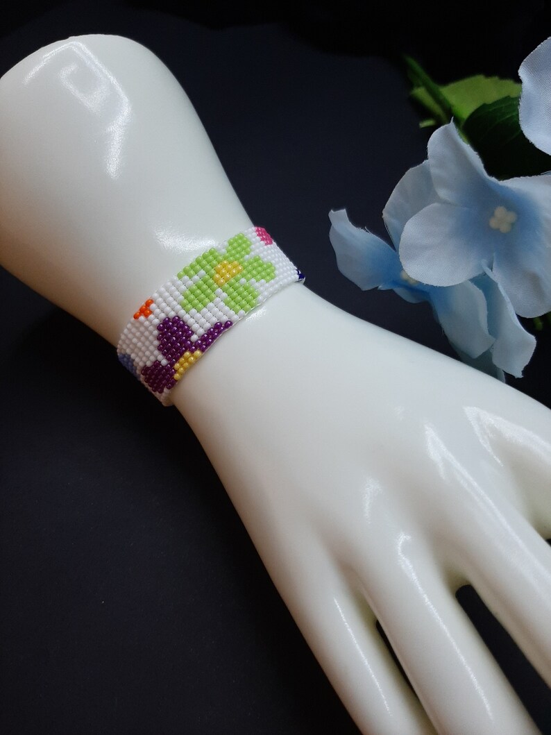 Hand Woven Seed Bead Bracelet Loom Beaded Bracelet Etsy España