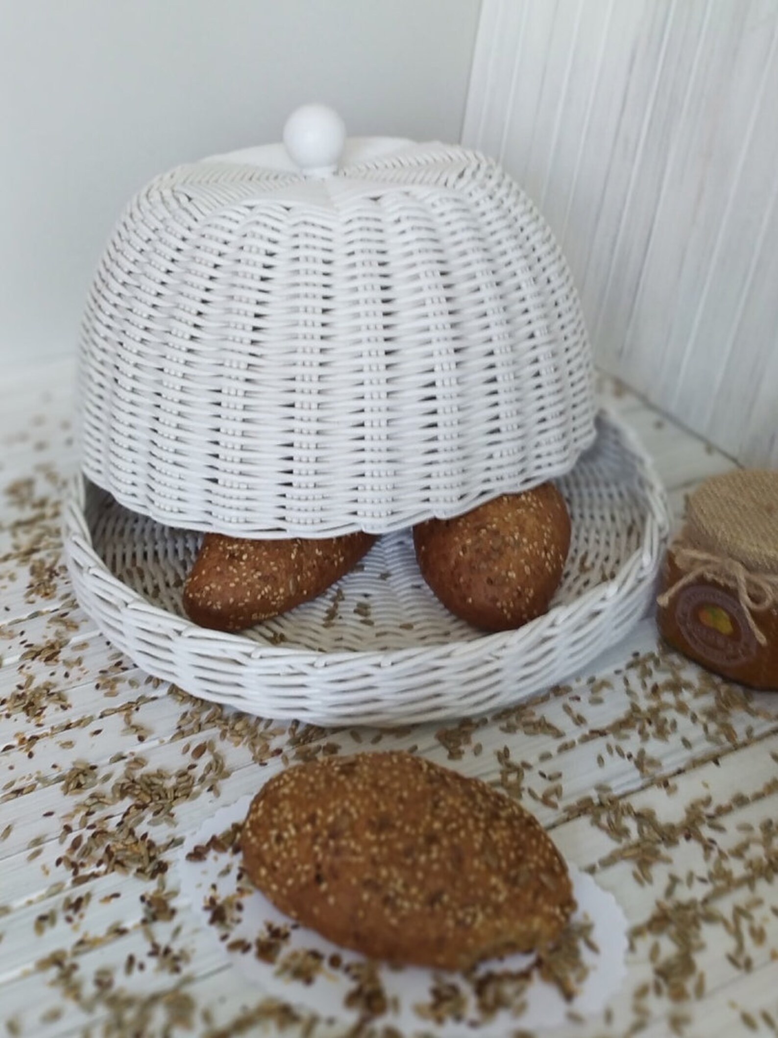 Wicker bread basket Eco Décor Bread storage basket Round Etsy